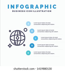 World, Map, Network Line icon with 5 steps presentation infographics Background