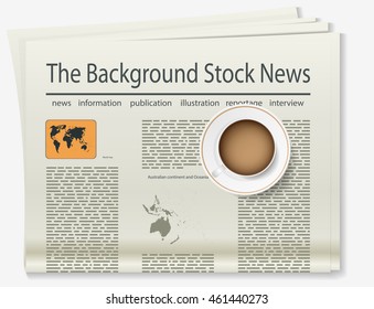 World map. Newspaper. Realistic image of the object. Vector illustration