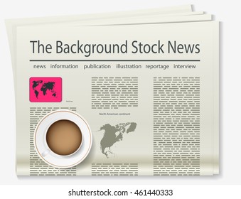 World map. Newspaper. Realistic image of the object. Vector illustration