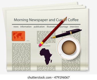 World map. Newspaper. Realistic image of the object. Vector illustration
