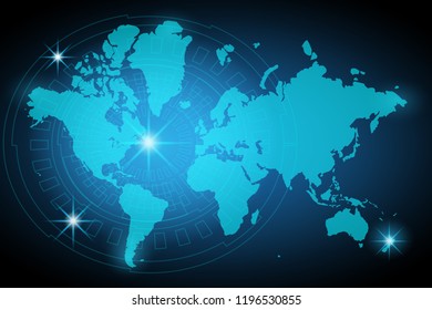 World map with nodes linked by lines. Vector illustration eps 10.