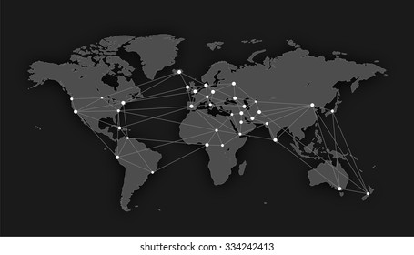 World map with nodes linked by lines | EPS10 Vector