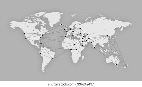 World map with nodes linked by lines | EPS10 Vector