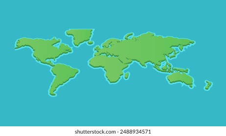 Mapa del mundo con el océano y la tierra verde