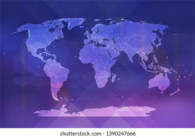 World Map on Abstract Background
