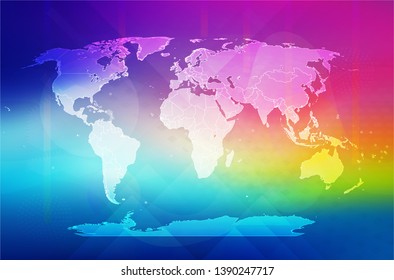World Map on Abstract Background