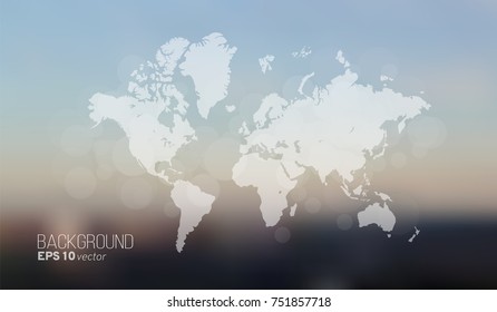 World map on abstract blurred gradient background. Vector illustration. Concept for your graphic design, banner or poster