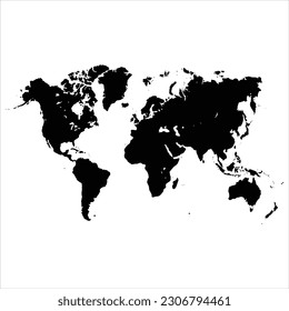 Mapa mundial en blanco y negro de la línea de arte para el fondo y la imagen