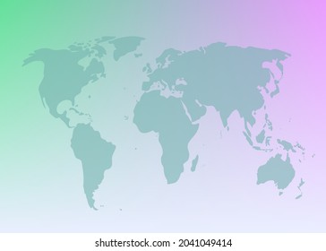 Mapa mundial sobre fondo azul, verde, degradado amarillo fondo vectorial. Fondo moderno para su interfaz, negocio, sitio de noticias, tiempo, publicidad, lugar para texto