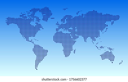 world map on black background