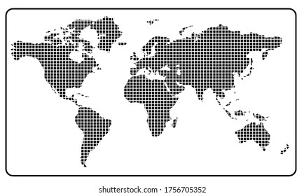 world map on black background
