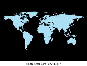 World map on black background. Vector illustration