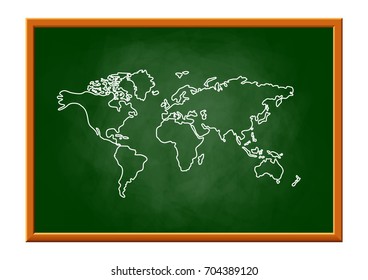 World map on blackboard
