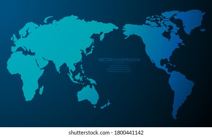 mapa mundial sobre fondo abstracto azul.  fondo de estrella