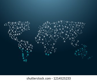 World map on a blue background
