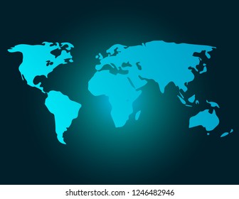 World map on blue background