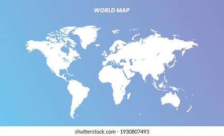 World Map On Blue Background. World Map Template With Continents, North And South America, Europe And Asia, Africa And Australia	
