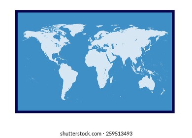 World map on blue background.