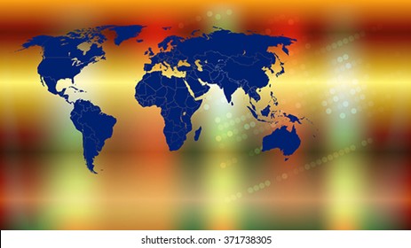 The world map on blurred metallic background