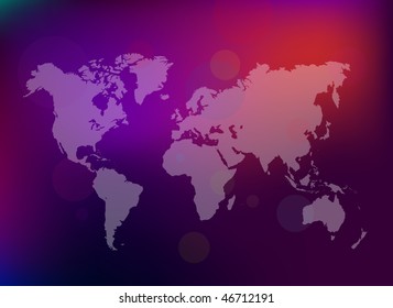 World map on colorful abstract  background
