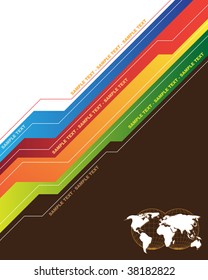 Mapa mundial sobre el fondo colorido