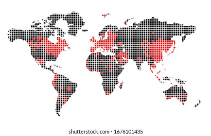 world map on coronavirus zone