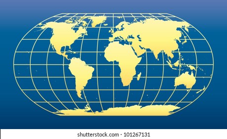 World Map on dark blue background.