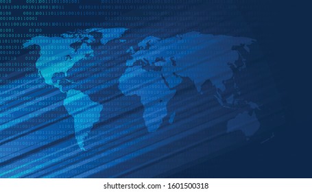 world map on futuristic digital blue background