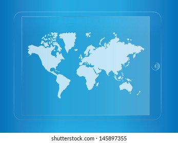 world map on glass tablet screen - Powered by Shutterstock - Get 15% off with code: PIKWIZARD15