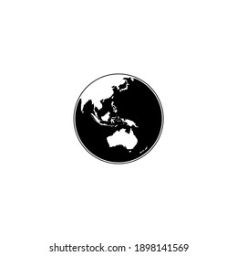 World Map on Globe Silhouette  for for Icon, Symbol, App, Website, Pictogram, Logo Type, Art Illustration or Graphic Design Element. Vector Illustration