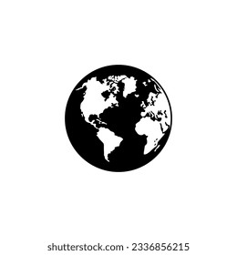 World Map on Globe Silhouette  for for Icon, Symbol, App, Website, Pictogram, Logo Type, Art Illustration or Graphic Design Element. Vector Illustration