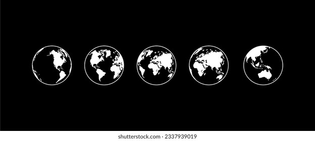 World Map on Globe Silhouette  for for Icon, Symbol, App, Website, Pictogram, Logo Type, Art Illustration or Graphic Design Element. Vector Illustration