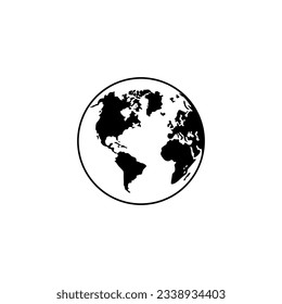 World Map on Globe Silhouette  for for Icon, Symbol, App, Website, Pictogram, Logo Type, Art Illustration or Graphic Design Element. Vector Illustration