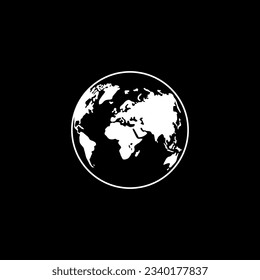 World Map on Globe Silhouette  for for Icon, Symbol, App, Website, Pictogram, Logo Type, Art Illustration or Graphic Design Element. Vector Illustration