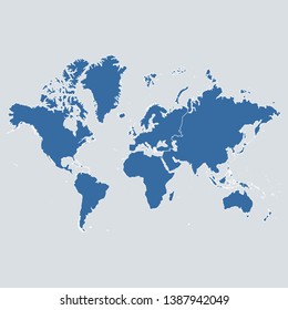 world map on gray background vector, world Map Outline Shape Blue on White Vector Illustration, High detailed Gray illustration map world. Symbol for your web site design map logo. app, ui, eps10.