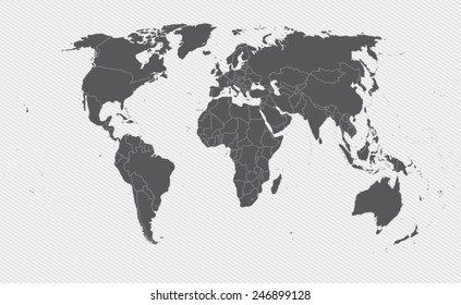 world map on gray background. Vector illustration