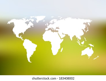 World map on green background