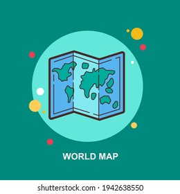 world map on green background flat concept design