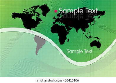 World Map on Green Background