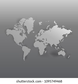 World map on grey background. Vector illustration. Paper cut style. Background for business Globalization concept.