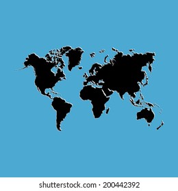 world map on a grey background