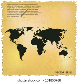 World map on grunge paper background.vector eps10