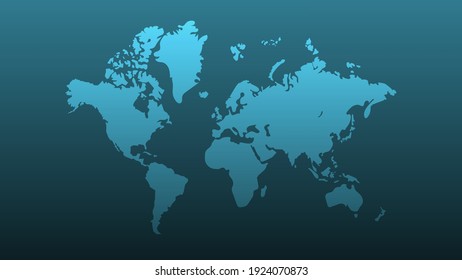 Mapa mundial sobre fondo azul aislado, ilustración vectorial.