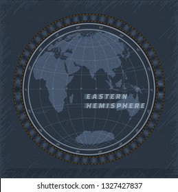 World map on a jeans texture background