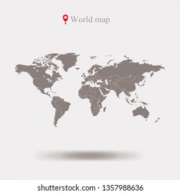 World map on a light brown background.
