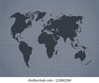 World map on linen texture. Vector illustration