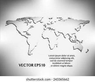 world map on metal background, vector illustration.