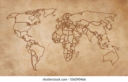 world map on an old piece of paper?