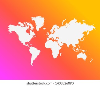 world map on orange and pink gradient color background