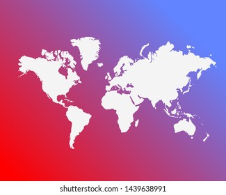 world map on red and blue gradient color background